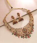 Rani & green color temple necklace set designer style