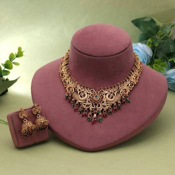 Rani & green color temple necklace set designer style 2