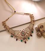 Maroon & green color temple necklace set cultural design