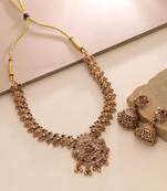 Maroon & green color temple necklace set premium style