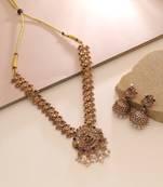 Maroon & green color temple necklace set festive look