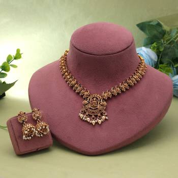 Maroon & green color temple necklace set festive look 2