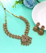 Rani & green color temple necklace set festive collection