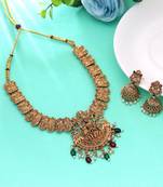 Maroon & green color temple necklace set designer work