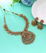 Maroon & green color temple necklace set bridal touch