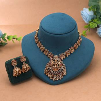 Maroon & green color temple necklace set bridal touch 2