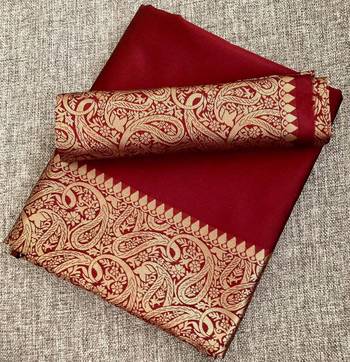 Marron Color Organic Banarasi Sarees For Indian Wedding 5