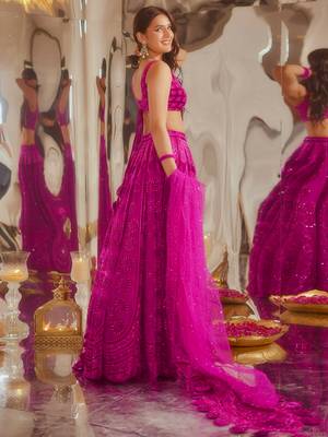 Pink Embroidered Lehenga Choli Set with Dupatta 2