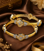Gold Plated Designer American Diamond Bangles BD610
