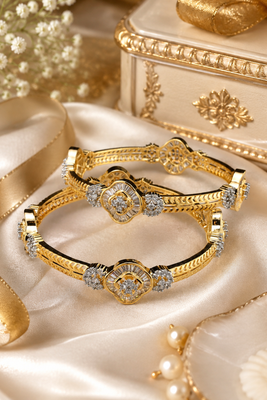 Gold Plated Designer American Diamond Bangles BD610 2