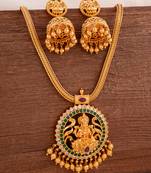 Golden temple jewellery necklace with jhumki earrings set one gram gold No.915