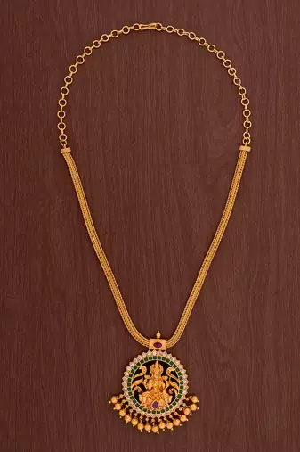 Golden temple jewellery necklace with jhumki earrings set one gram gold No.915