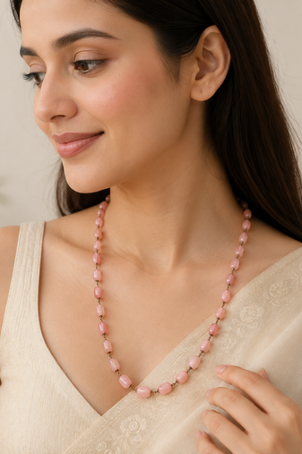 pink color beads mala