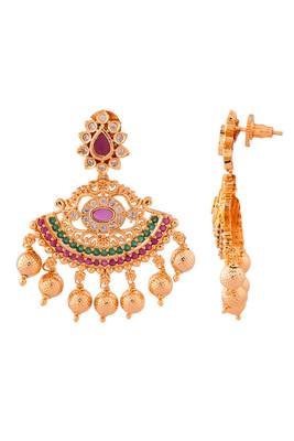 Golden necklace with earrings  set  and AD stones one gram gold No.1389 4