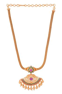 Golden necklace with earrings  set  and AD stones one gram gold No.1389 5