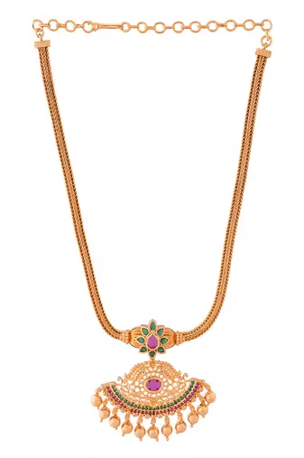 Golden necklace with earrings  set  and AD stones one gram gold No.1389