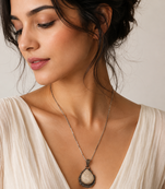 white color oxidised chain with stones pendant