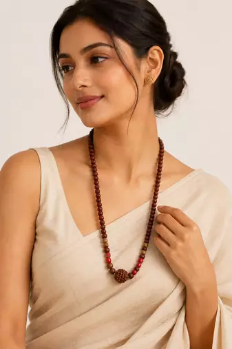 brown color beads mala