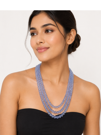 blue color glass beads mala 1