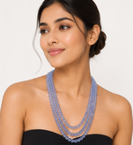 blue color glass beads mala