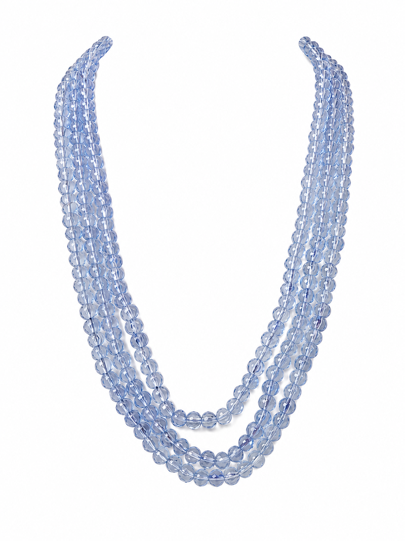 blue color glass beads mala