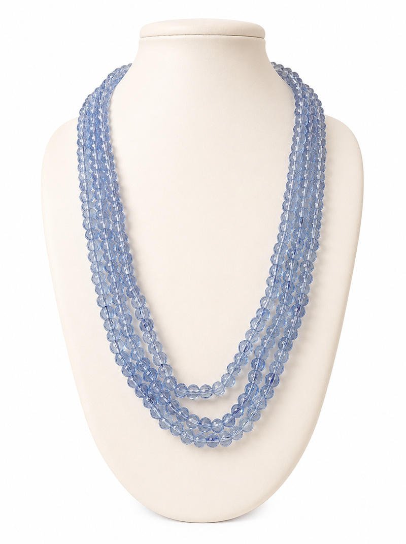 blue color glass beads mala