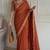 Appetizing orange embroidery cutwork work lace border rangoly silk party wear saree