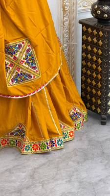 New Designer Patch Work Yellow Color Lehenga Choli With Dupatta Set For Women's 2