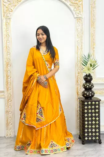 New Designer Patch Work Yellow Color Lehenga Choli With Dupatta Set For Women's