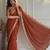 Appetizing orange embroidery cutwork work lace border rangoly silk party wear saree