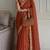 Appetizing orange embroidery cutwork work lace border rangoly silk party wear saree