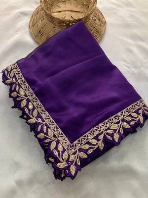 Intriguing blue embroidery cutwork work lace border rangoly silk latest designer traditional saree 4