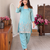 Aqua rama silk crepe kurta & blouse with palazzo set