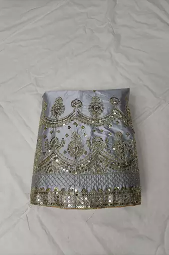 Grey Embroidered Lehenga Choli Set with Net Dupatta