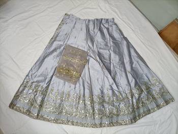 Grey Embroidered Lehenga Choli Set with Net Dupatta 7