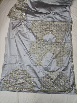 Grey Embroidered Lehenga Choli Set with Net Dupatta 8