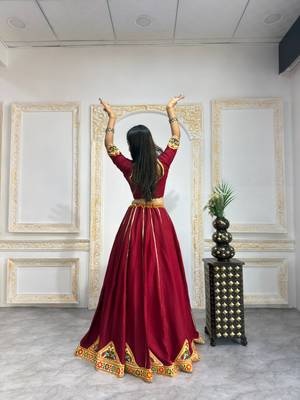 New Fancy Patch Work Maroon Color Lehenga Choli With Dupatta Set For Women's 2