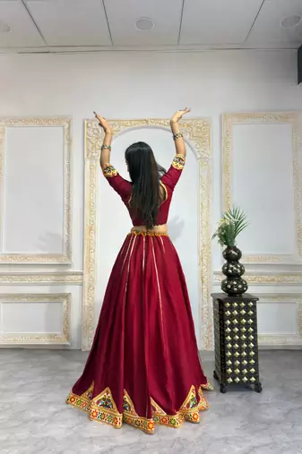 New Fancy Patch Work Maroon Color Lehenga Choli With Dupatta Set For Women's