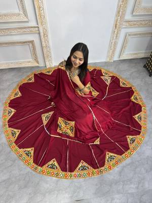 New Fancy Patch Work Maroon Color Lehenga Choli With Dupatta Set For Women's 3