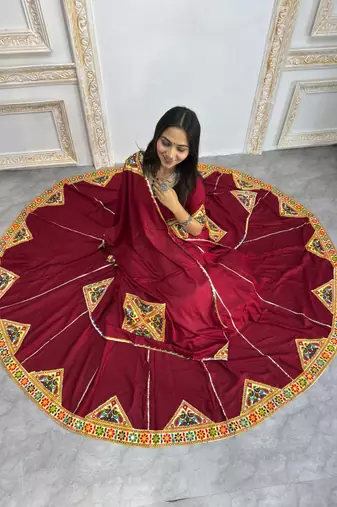 New Fancy Patch Work Maroon Color Lehenga Choli With Dupatta Set For Women's