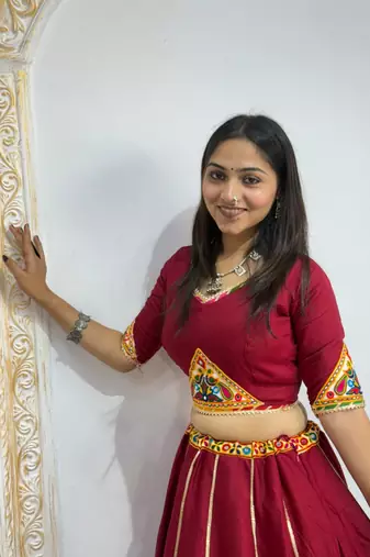 New Fancy Patch Work Maroon Color Lehenga Choli With Dupatta Set For Women's