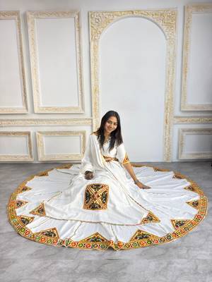 New Fancy Patch Work White Color Lehenga Choli With Dupatta Set For Women's 3