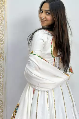New Fancy Patch Work White Color Lehenga Choli With Dupatta Set For Women's