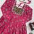 Rani pink cotton anarkali kurti with mirror embroidery