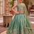 Mint green chinon silk forest embroidered work kids lehenga choli