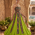 Parrot green designer lehenga with peacock embroidery