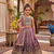 Brown chinon silk heavy sequence embroidered work kids wedding lehenga choli