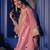 Pink silk crepe heavy thread embroidery hand work kurta with pant