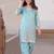 Sky blue silk crepe heavy thread embroidery work kurta & blouse with palazzo set