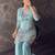 Sky blue silk crepe heavy thread embroidery work kurta & blouse with palazzo set